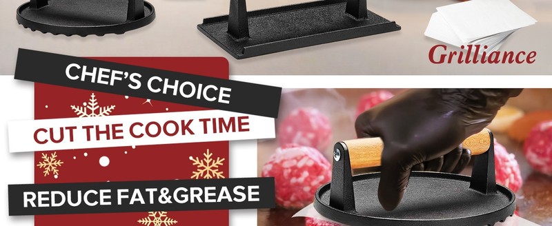 Smash Burger Press Kit – Cast Iron Burger Press – Patty Maker Set – Includes Wax gallery