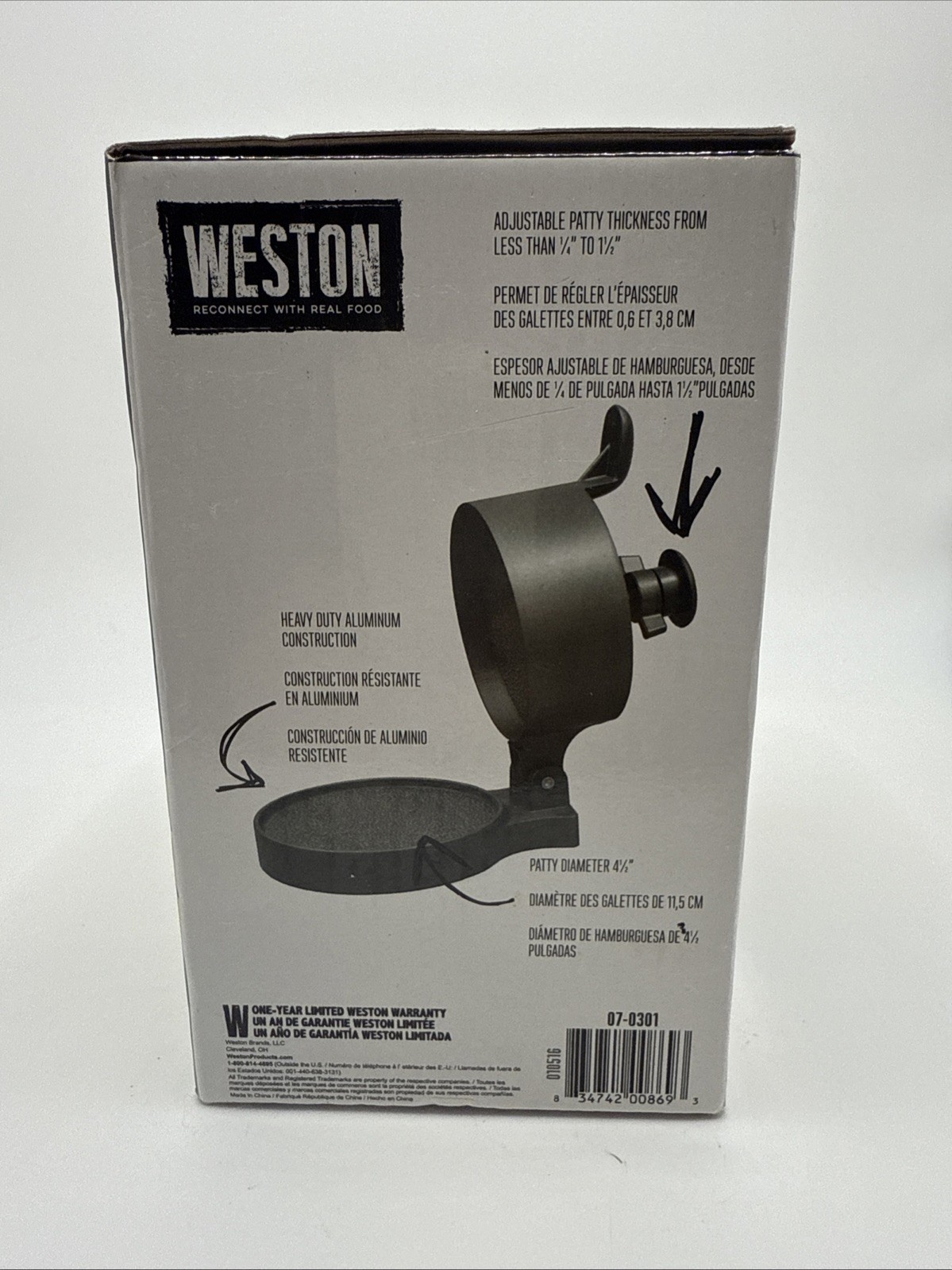 Weston Nonstick Single Hamburger Press # 07-0301 BBQ New In Box gallery