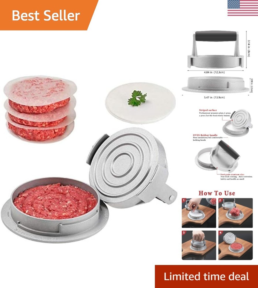 Ergonomic 3-in-1 Burger Maker - Customizes Patty Thickness for Ultimate Grilling