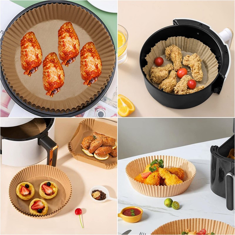 200Pcs Air Fryer Disposable Paper Liner, Round 6.3"Round, Wood color gallery