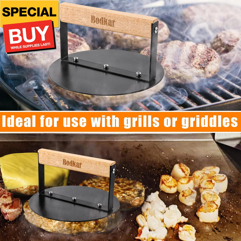 Smash Burger Press 6 inch, Round Burger Smasher Grill Press for Griddle Bacon Pr gallery