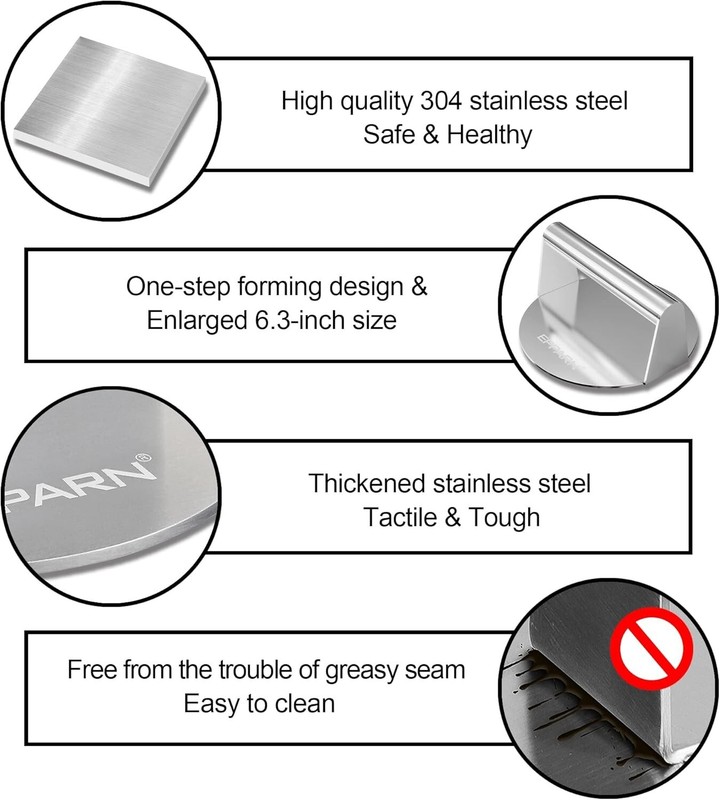 Enlarged 6.3 Inch Smash Burger Press, Stainless Steel Burger Smasher for Griddle gallery