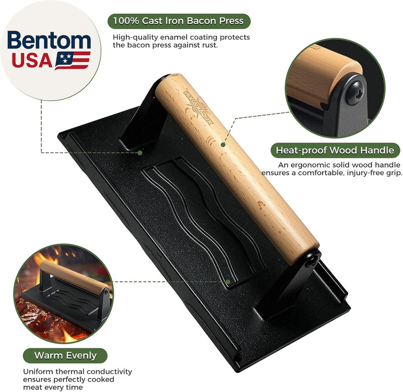 Cast Iron Smash Burger Press (2Pcs),Grill Bacon Meat Press Tool,Perfect for Blac gallery