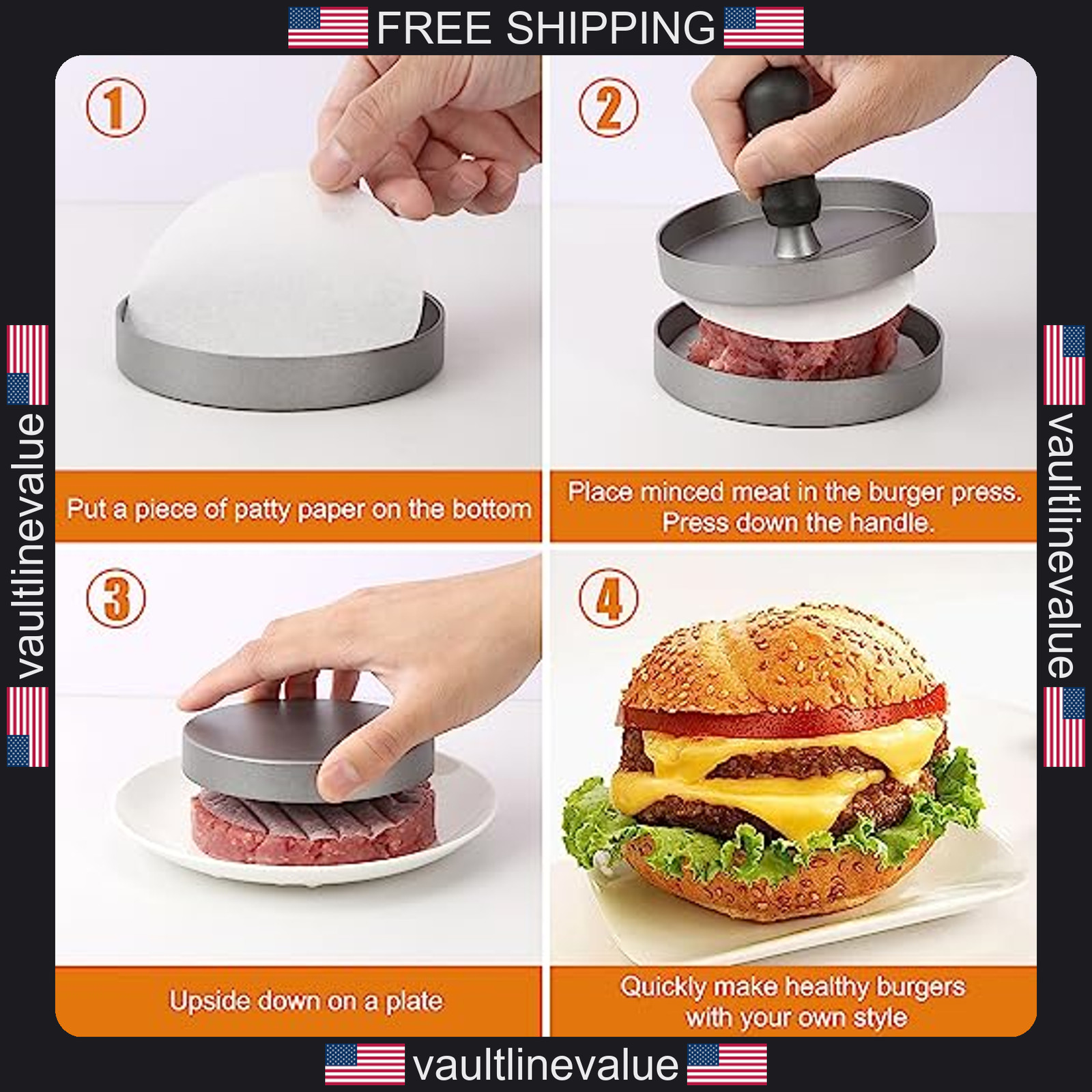 TACGEA burger press 150 patty papers non-stick hamburger maker for kitchen grill gallery