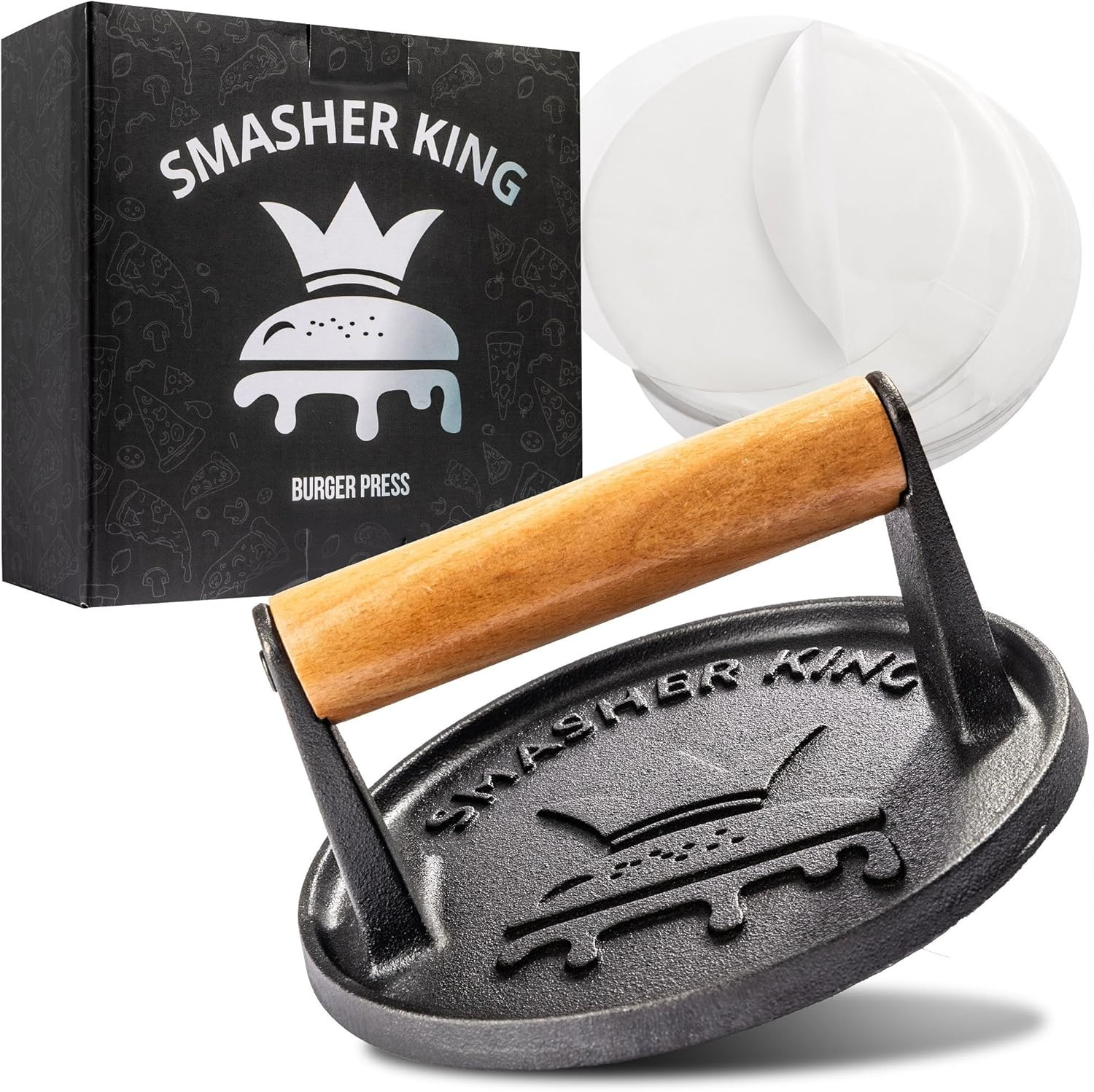 SMASHER KING™ - Smash Burger Press - Cast Iron Burger Smasher And Hamburger Patt gallery
