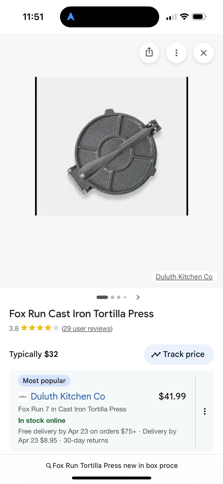 FOX RUN TORTILLA PRESS NEW IN BOX & PLASTIC gallery