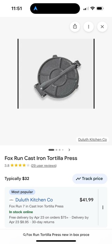 FOX RUN TORTILLA PRESS NEW IN BOX & PLASTIC gallery