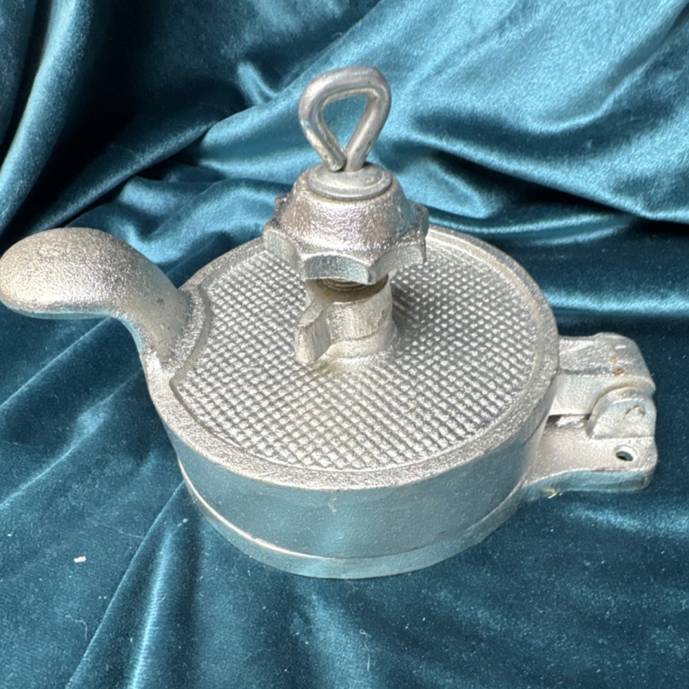Large Cast Iron Single Burger Press Non-Stick Silver