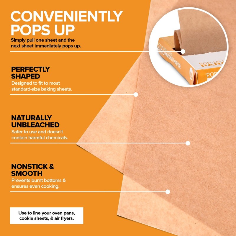 Stock Your Home 150 Ct Unbleached Parchment Paper Sheets, 9"x13”, Kraft Brown gallery