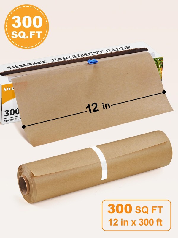 SMARTAKE Parchment Paper Roll for 12 inch x 300 ft, 300 sq.ft, Unbleached gallery