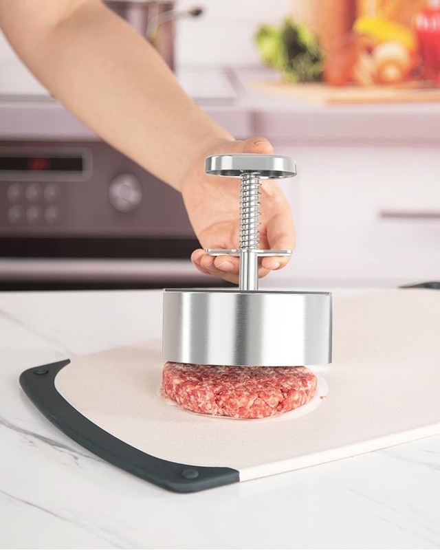 304 Stainless Steel Burger Press 4.5" Hamburger Patty Maker, Heavy Duty gallery