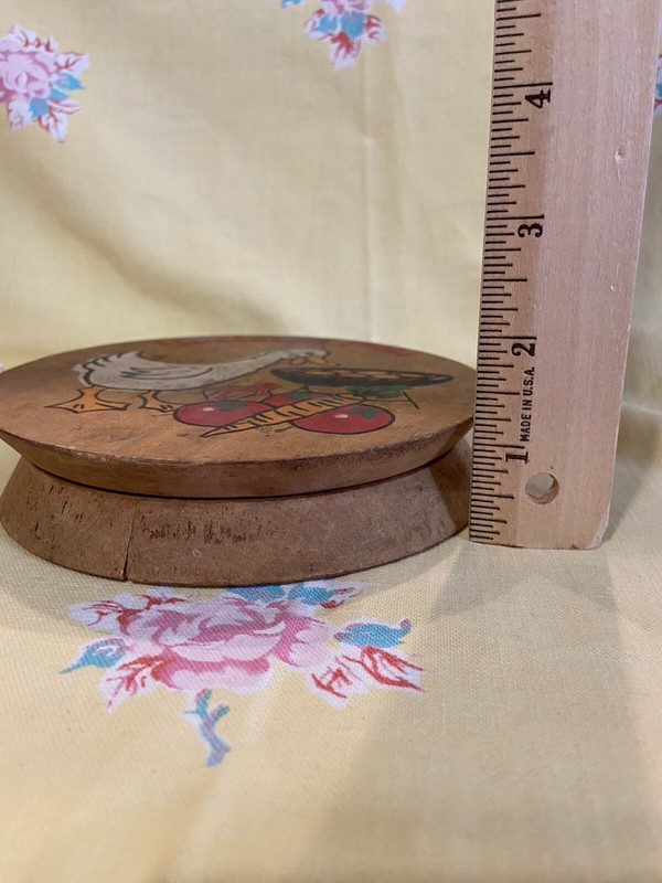 Wooden Hinged Hamburger Press - Duck Grilling Image on Front Vintage gallery