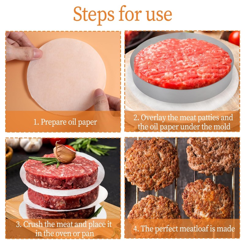 Giantree 500 Pcs 5 Inches Hamburger Patty Paper Round, 5.12x5.12 inches gallery