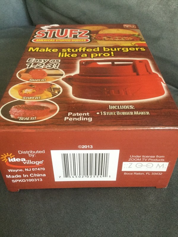 AS SEEN ON TV STUFZ STUFFED BURGER MAKER BY IDEA VILLAGE - NEW IN BOX gallery