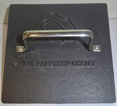 Pampered Chef Cast Iron Grill Press #2875 8.5” Burger Panini Sandwich Bacon