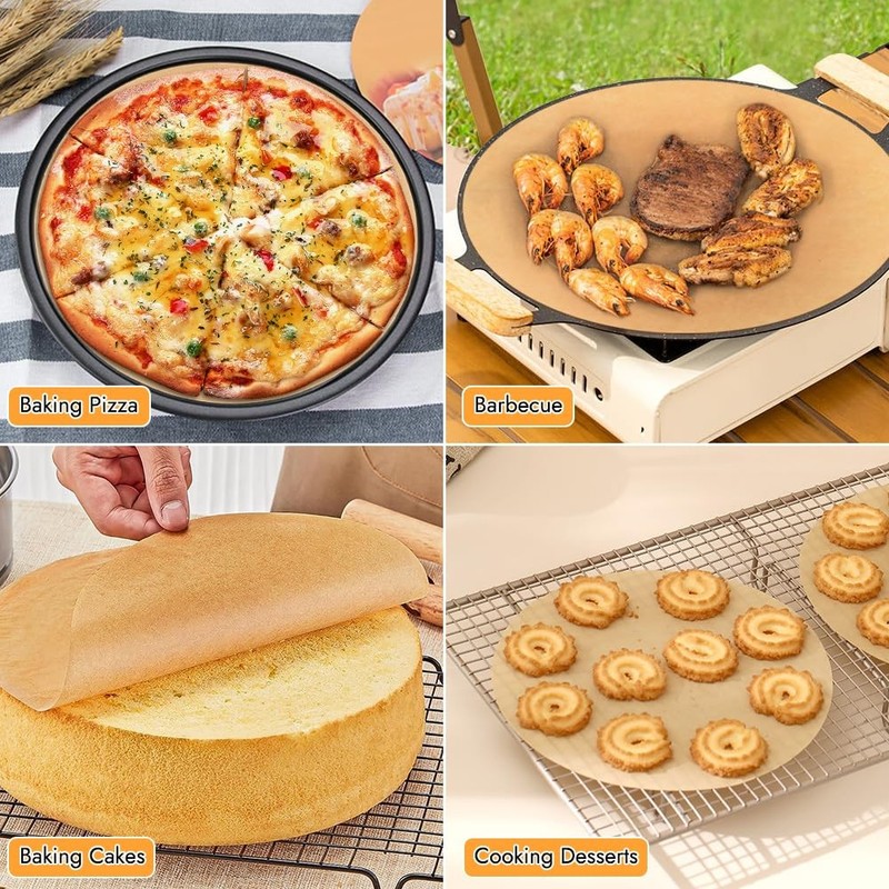 BYKITCHEN 14 Inch Parchment Paper Rounds, Non Stick Pizza 14, unbleached gallery