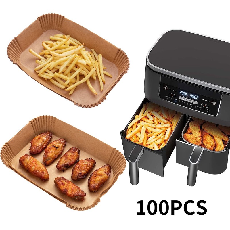 Air Fryer Disposable Paper Liner, 100PCS Natural-100PCS, Rectangle gallery