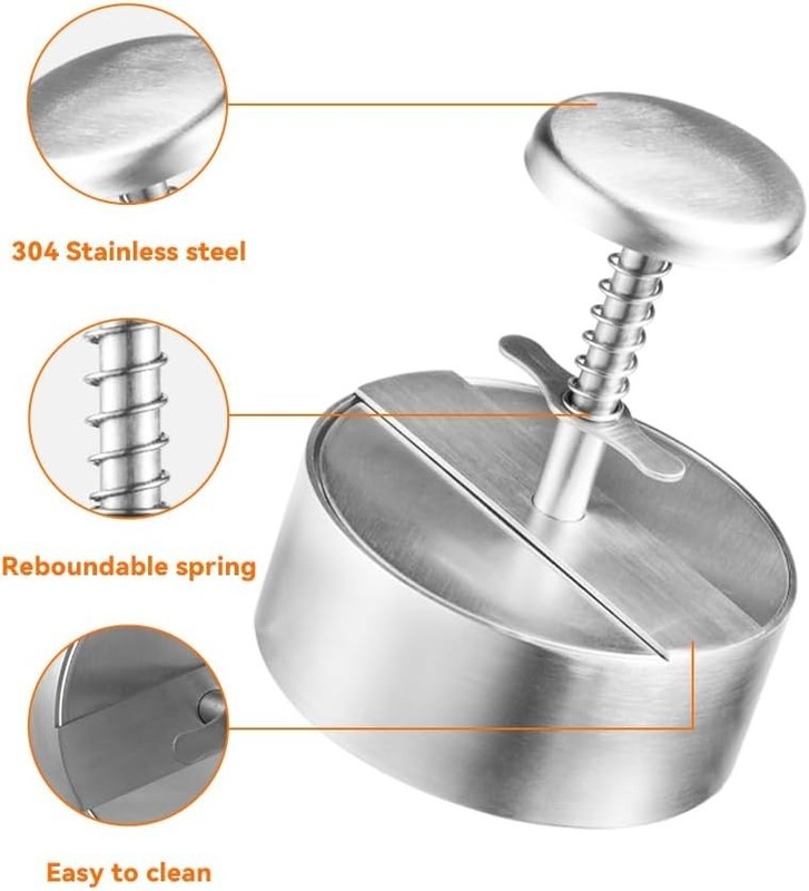 304 Stainless Steel Burger Press - 4.5" Hamburger Patty Maker, Heavy Duty Sta... gallery