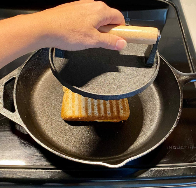 Grill Steak Press Flat BBQ Hamburger Bacon Cast Iron Heavy Weight Meat Patty Rou gallery