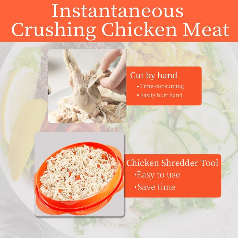 Vertdens Chicken Shredder, 10" Pro 10"L x 9"W x 3.5"H, Orange gallery
