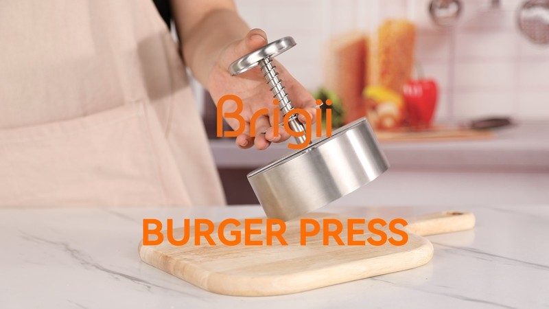 304 Stainless Steel Burger Press 4.5 Inch Heavy Duty Hamburger Patty Maker with gallery