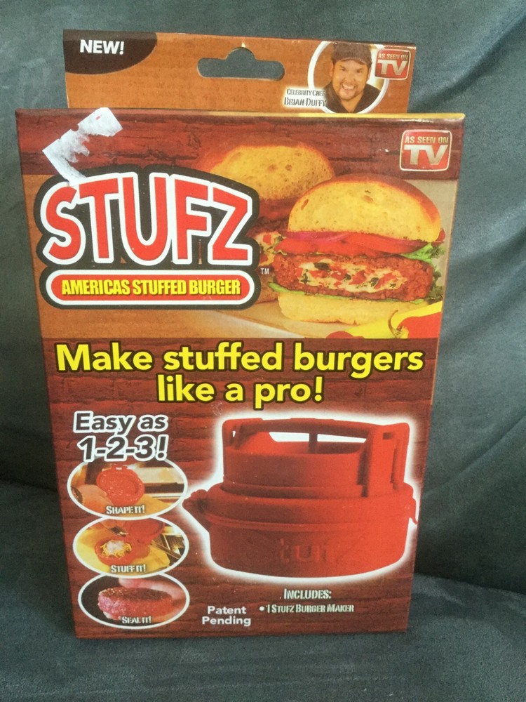 AS SEEN ON TV STUFZ STUFFED BURGER MAKER BY IDEA VILLAGE - NEW IN BOX