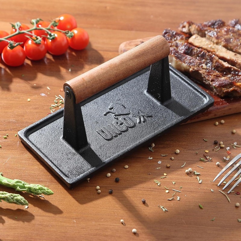 Cast Iron Grill Press 6.9" Round 8.3"x 4.3" Rectangular Burger Press for Griddle gallery