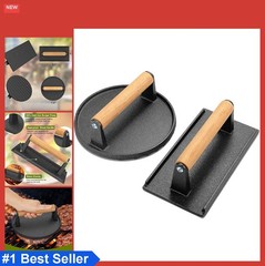 Cast Iron Burger Press 7 Inch Round 8.2×4.3 Rectangle Smash Bacon Griddle Grill