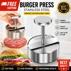 Stainless Steel Adjustable Hamburger Press & Patty Maker Non-Stick Professional