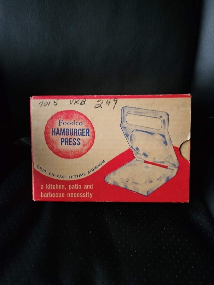 FoodCo Hamburger Press Die Cast Metal Vintage In Box Kitchen Quip