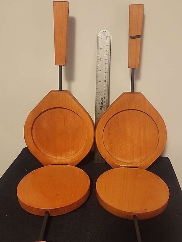 (2) Vintage Wooden Hamburger Press W Long Handle Decor Japan 1960's gallery