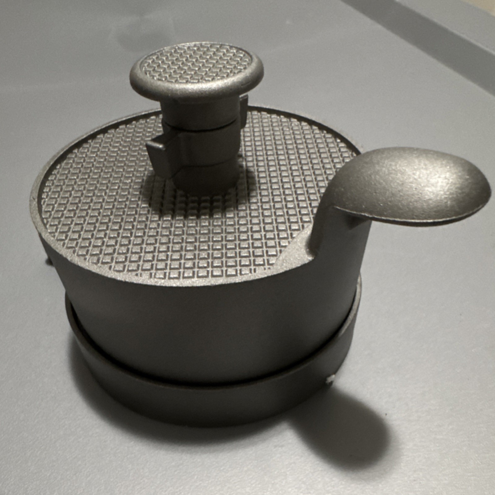 Silver Metal Large Non-Stick Single Burger Press with Textured Surface, 1 Hole gallery
