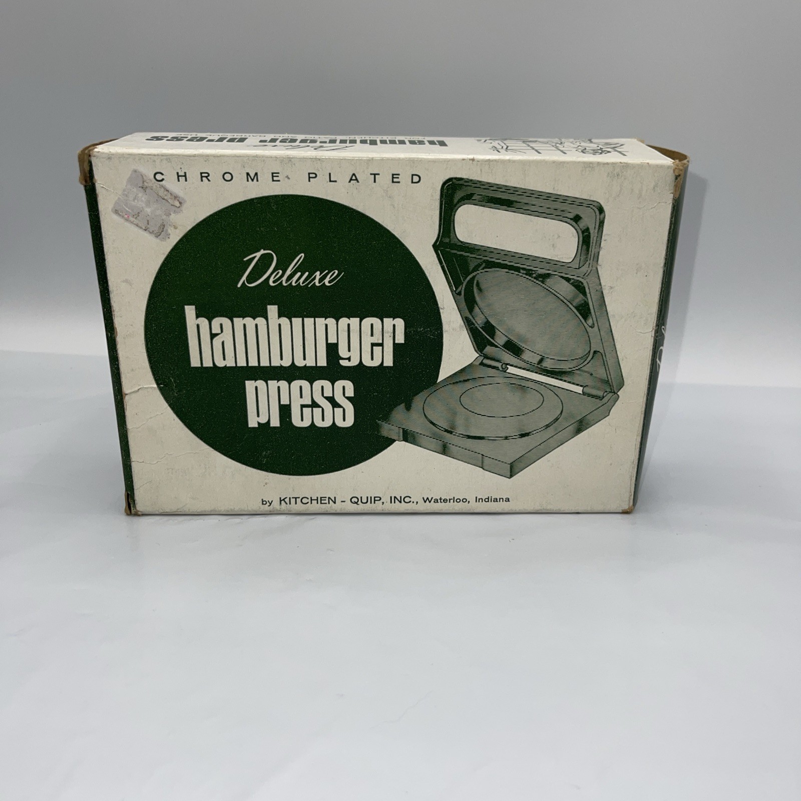 Kitchen-Quip Deluxe Vintage Chrome Plated Hamburger Press in Box USA Preowned gallery