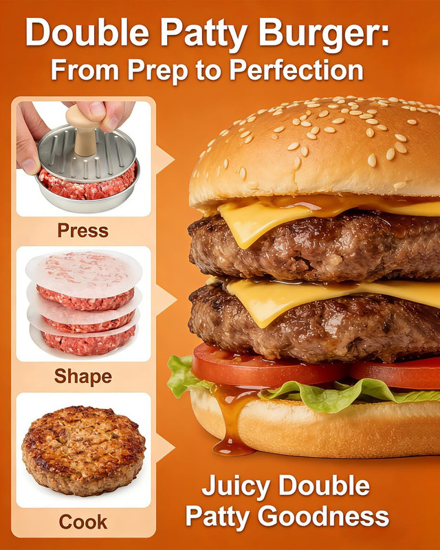 Burger Press, 5”Stainless Steel Hamburger Press Patty Maker, Non-Stick Hamburger gallery