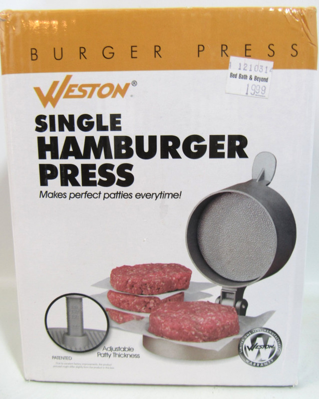 Weston Burger Hamburger Press Adjustable Thickness 4 1/2" Patties 1/4lb to 3/4lb gallery