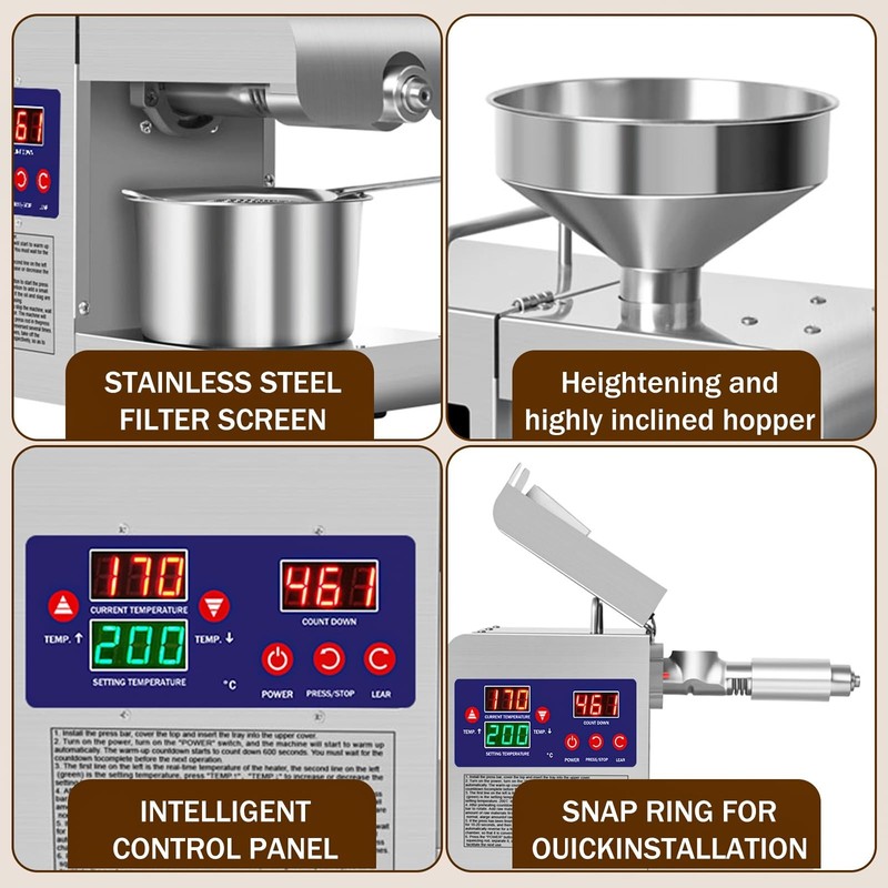 Oil Press Machine, 110V Home Commercial Automatic Oil Press Extractor, Steel ... gallery