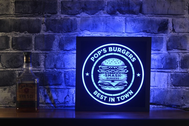 Smash Burger LED Sign Bar Lighted 12x12 Custom Non-Neon Cheeseburger gallery