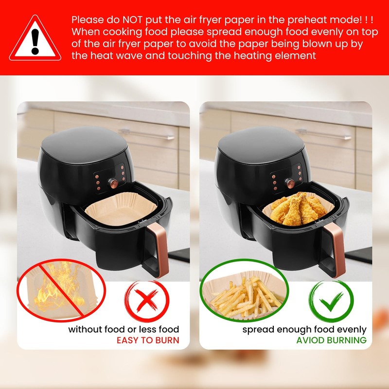 Air Fryer Paper Liners: 100 Pcs Disposable 7.9 inch, wood pulp gallery