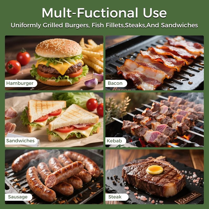 Cast Iron Smash Burger Press 2PCS Bacon Meat Grill Tool BBQ Indoor gallery