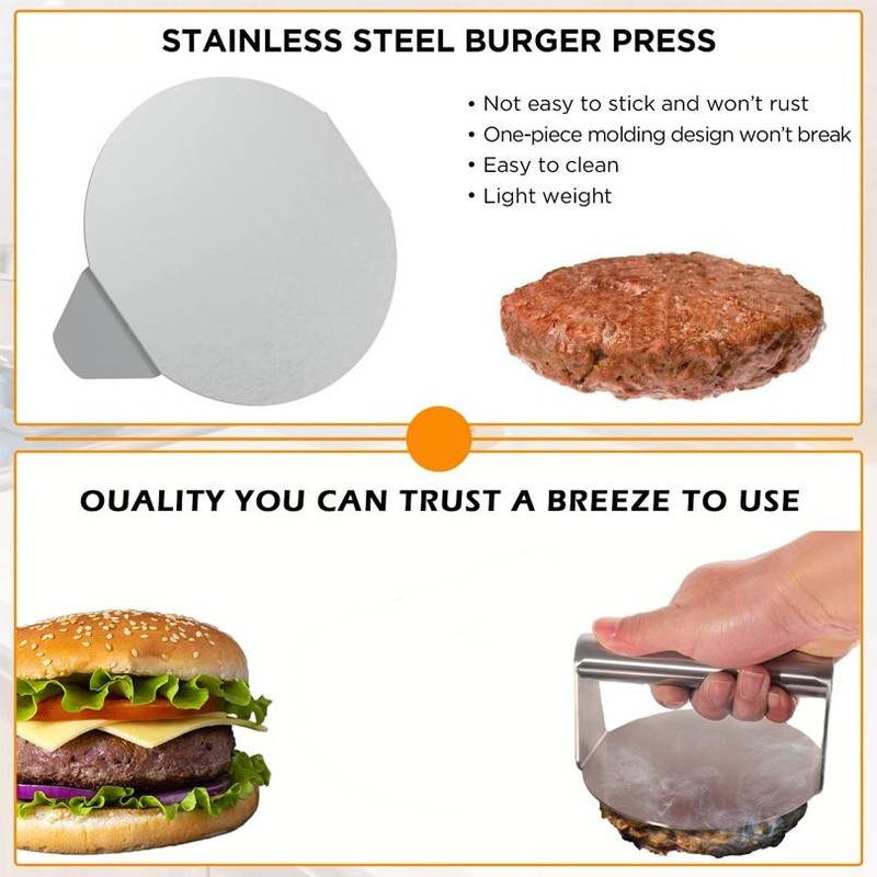 Stainless Steel Burger Press Meat Masher Mold – Kitchen Tool for Deli gallery