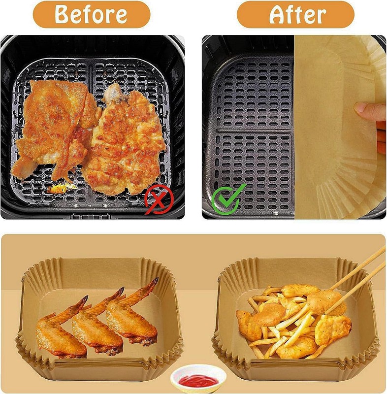 Air Fryer Liners Disposable Compatible 100pcs 7.9 inch, 100* Parchment gallery