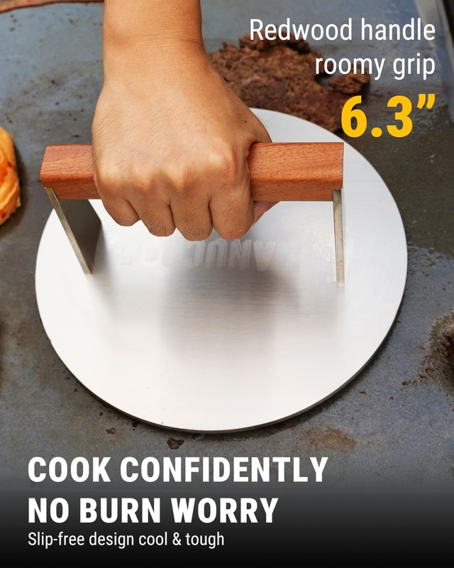 Smash Burger Press, 3.8-Lb Burger Smasher, 9-Inch Bacon Press for Batch Cooki... gallery