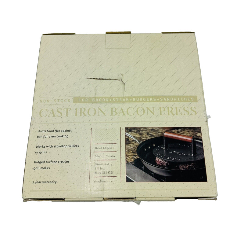 Cast Iron Grill Press Heavy Duty Bacon Press with Wood Handle 8.75 Inch Round gallery