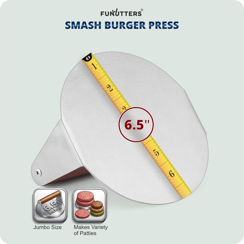 6.5" Heavy-Duty Burger Press Patty Maker - Stainless Steel BBQ Grill Tool, Comme gallery