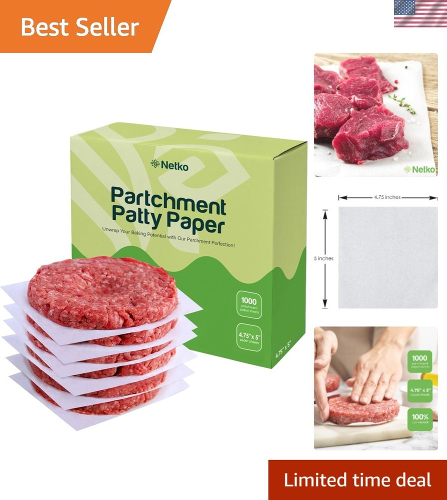 Non-Stick Patty Paper - 4.75x5 Inches, 1000 Sheets for Easy Cooking
