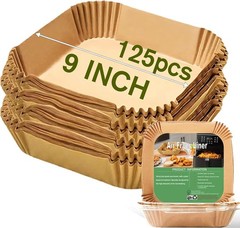 Large Air Fryer Disposable Paper Liners Square 9 9''Square, Natural