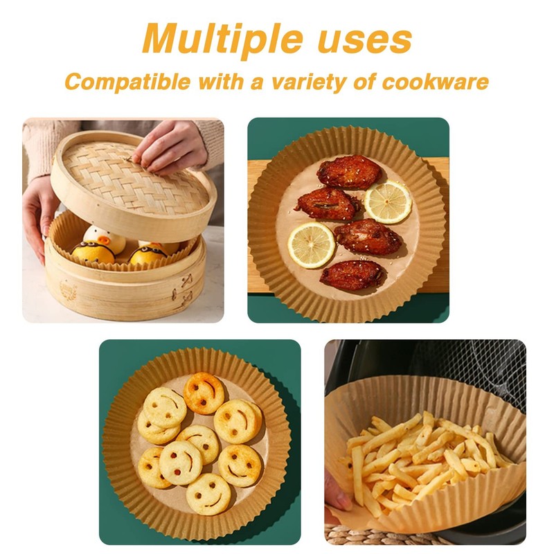Ailun Air Fryer Paper Liners 8inch, 100PCS Non-Stick 8"Round-100PCS, Brown gallery