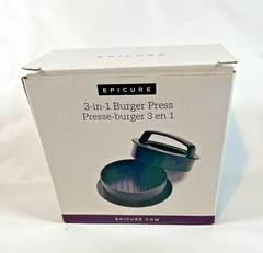 Epicure 3-in-1 Burger Press Sliders 12.5 x 6.5 cm New Open Box Contents Sealed