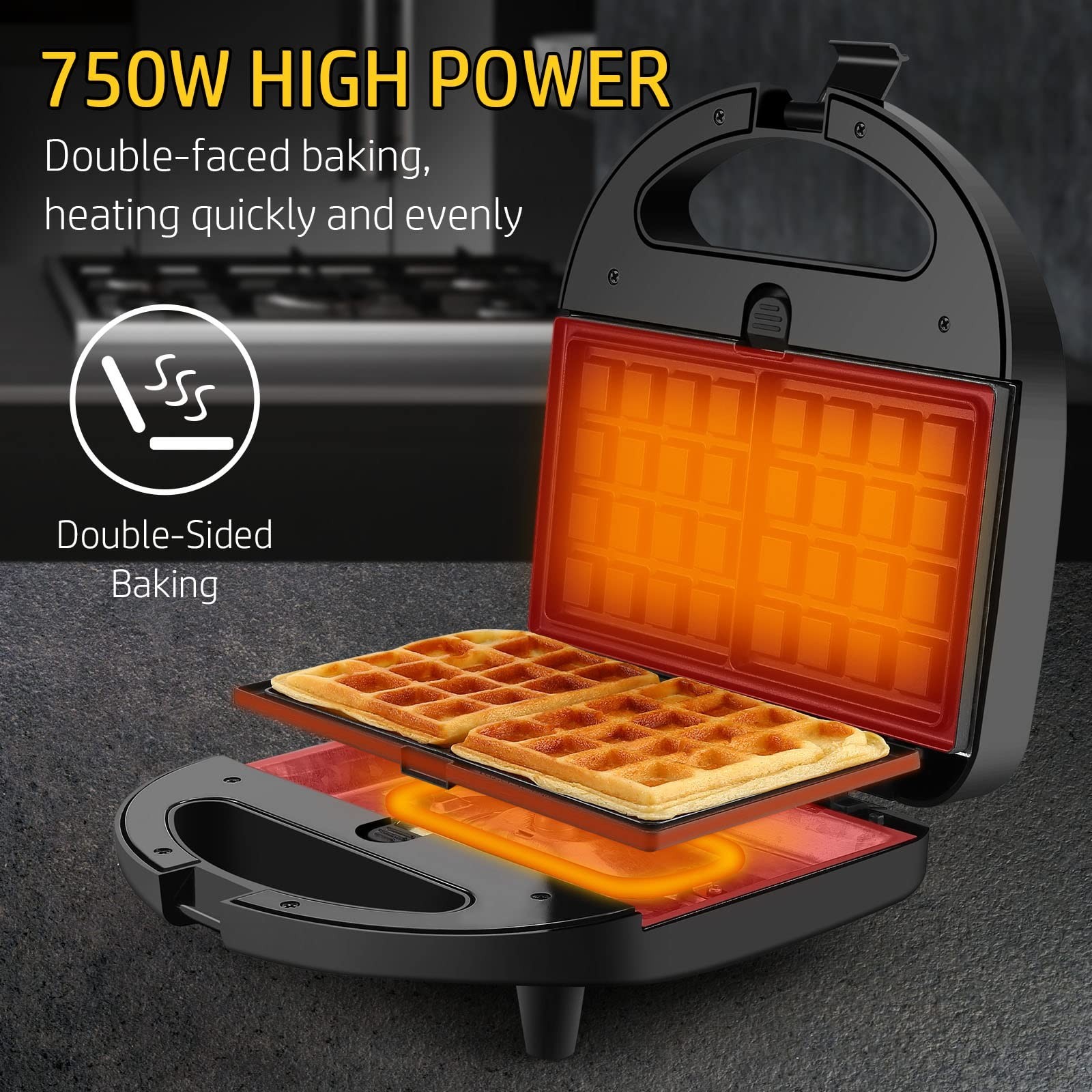 OSTBA 3-in-1 Sandwich Maker with Removable Plates, Panini Press, Waffle Maker... gallery
