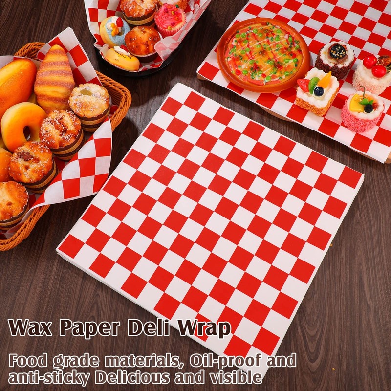 Honeydak 600 Pcs Sandwich Wrapping Paper Sheet 15x15 15 x 15 inches, Red gallery